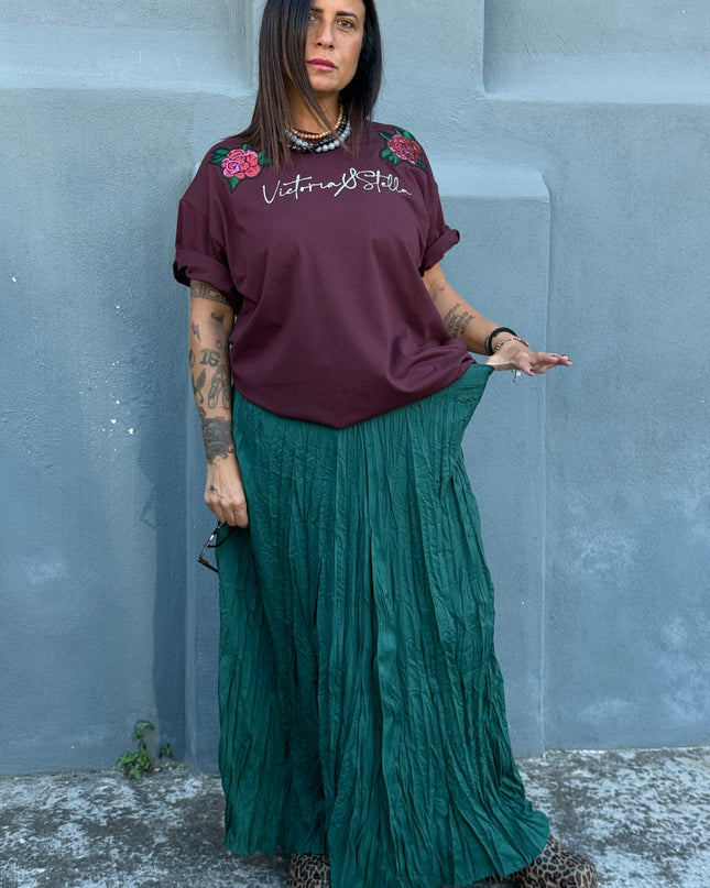 Gonna Ruched Verde Scuro