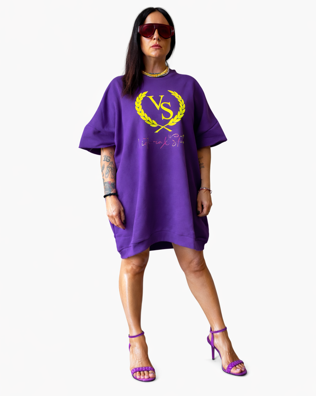 Felpa oversize effetto vestitino Viola
