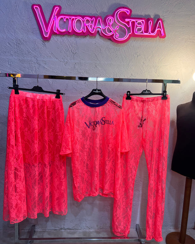 Pants o Gonna in Pizzo Corallo Fluo