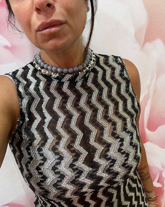 Dress Pizzo Giromanica BlackandWhite