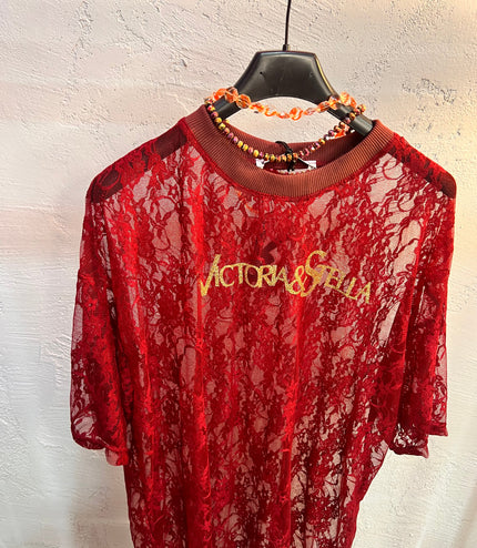 T-shirt in Pizzo Rosso