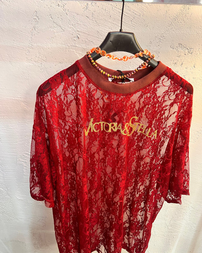 T-shirt in Pizzo Rosso