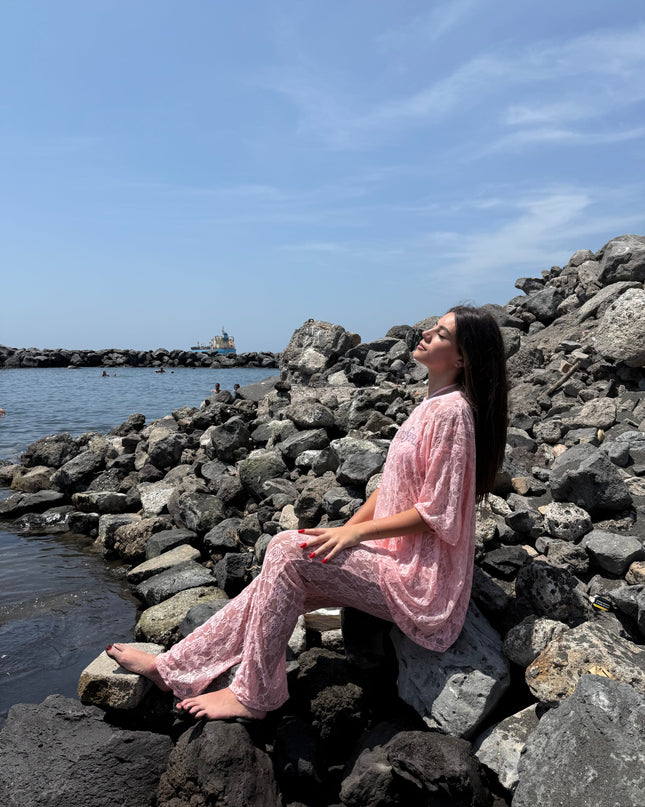 Coordinato in pizzo Rosa