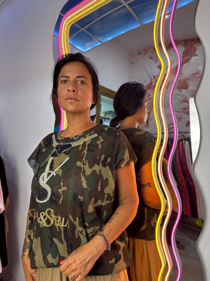 T-shirt Camouflage scuro