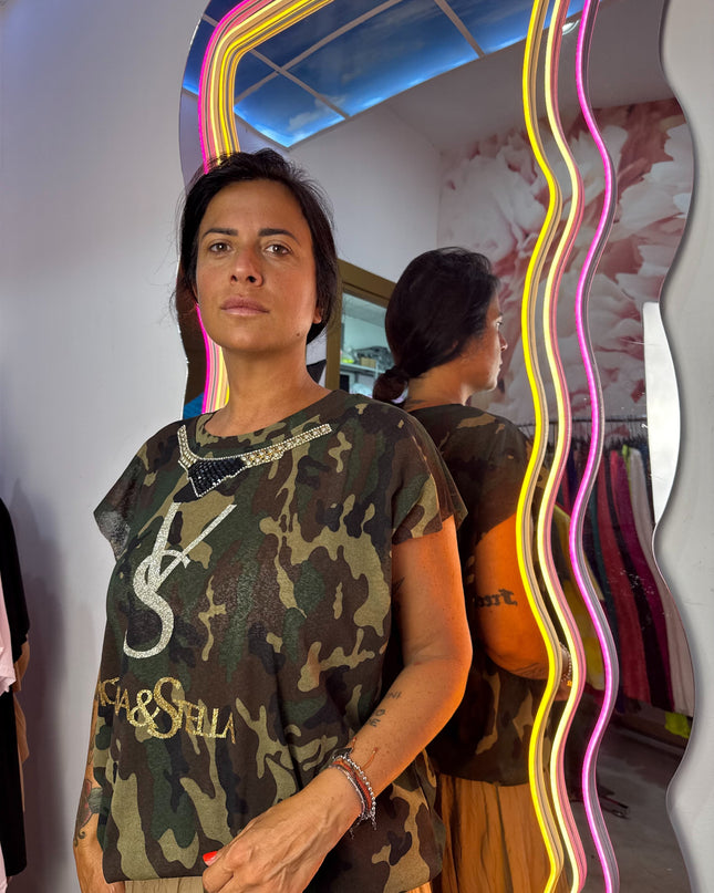 T-shirt Camouflage scuro