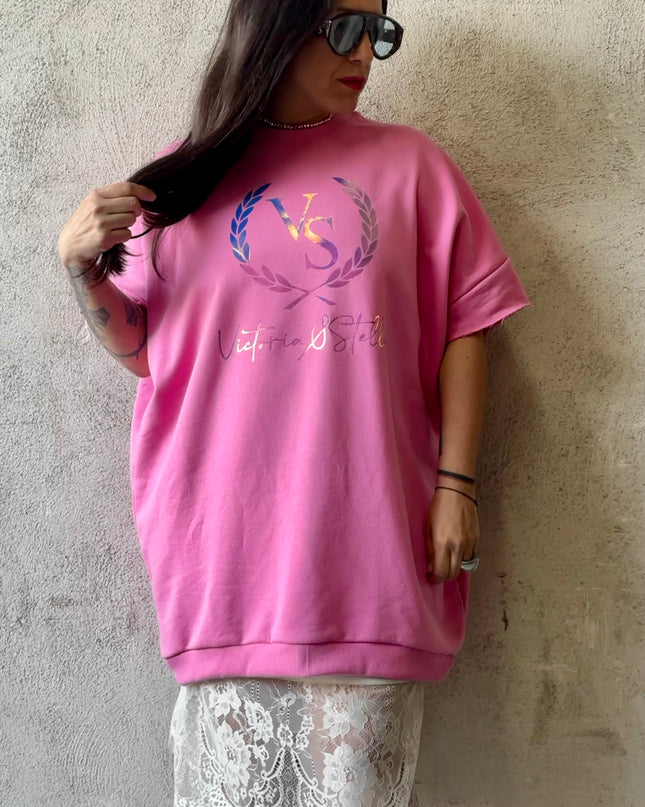Felpa oversize  effetto vestitino Pink