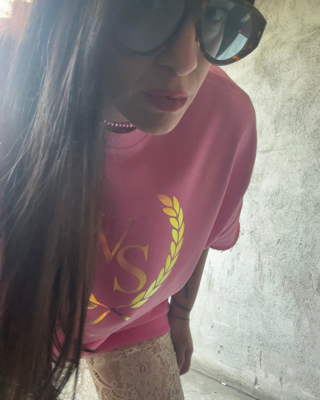 Felpa oversize  effetto vestitino Pink