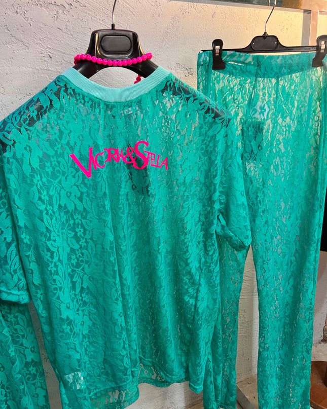 Coordinato in Pizzo Turchese