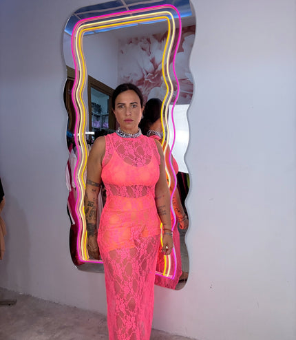 Dress Pizzo Giromanica Corallo fluo