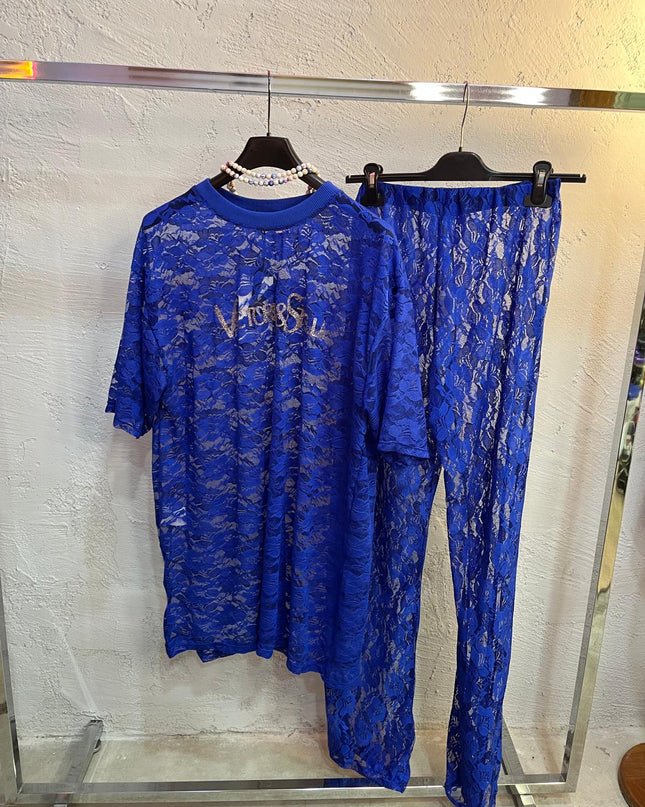 Coordinato in Pizzo Blu