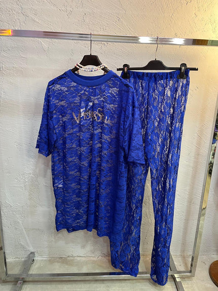 Coordinato in Pizzo Blu