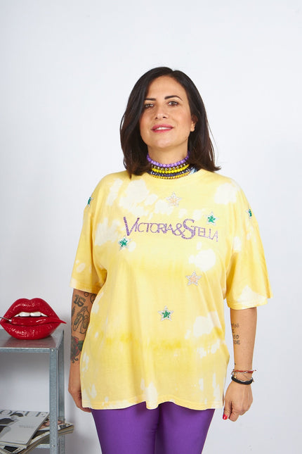 T-shirt Yellow tiè-die