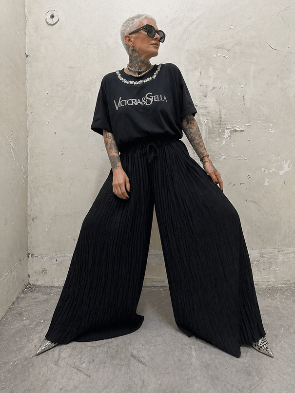 Victoria & Stella – Completo Oversize Glitter Plissé Black