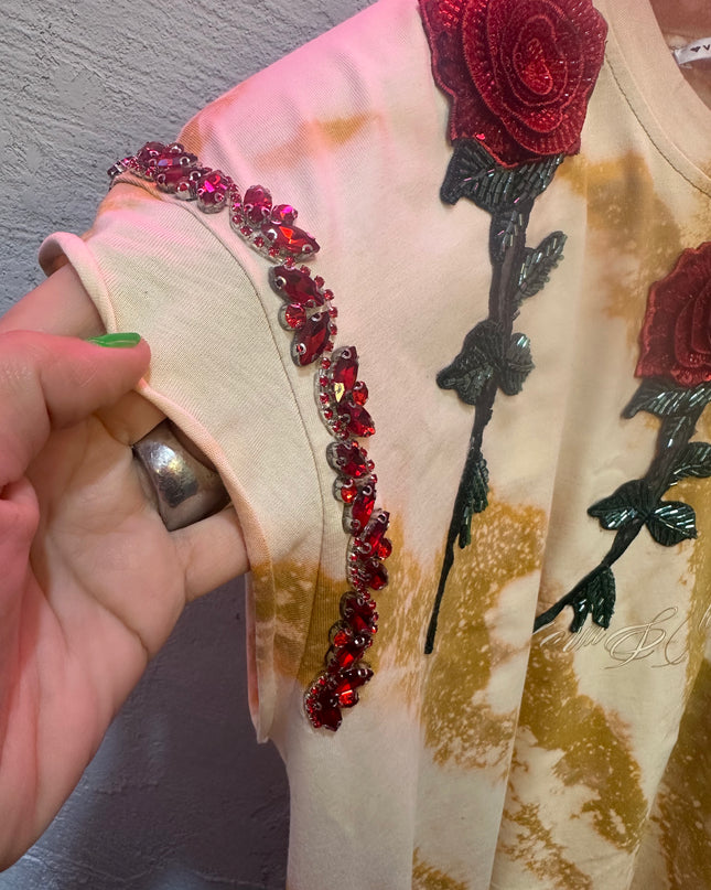 Maxi T-shirt Handmade Roses Strass